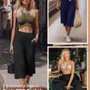 Neer 3 Pack Women Capri Pants Wide Leg High Waist Crop Lounge Sweatpants Loose Summer Casual Workout Pants with Pocket (Black, XL)