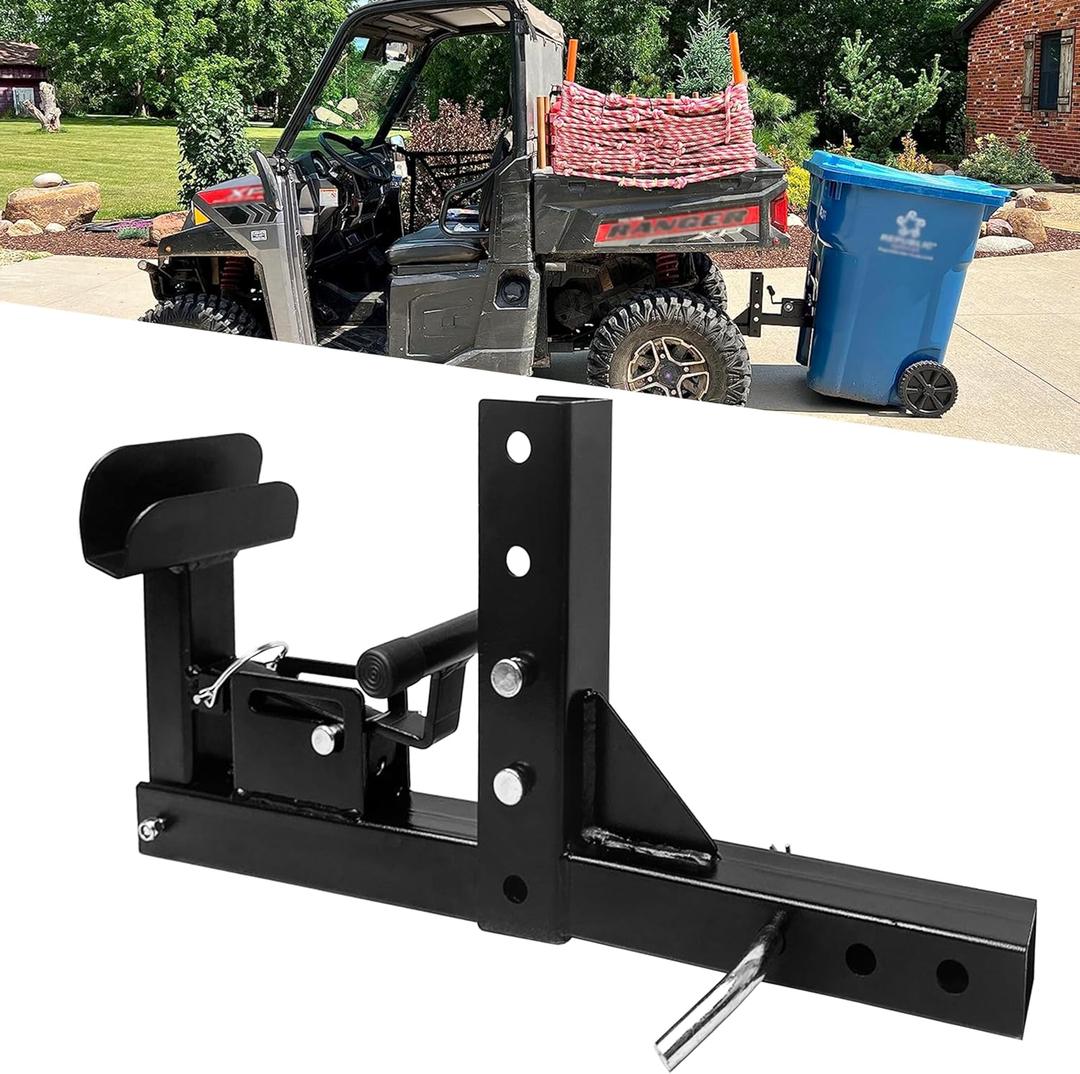 Adjustable Trash Can Transporter Hitch with Adaper Garbage Can Hauler Towing Hitch Carrier with 2'' Hitch Receiver Fits Most Models of Trailers,Trucks,Cars,Golf Carts,ATVs