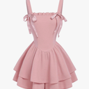 SHENHE Girl's Ruffle Hem Layered Sleeveless Dress Bow Cute Flare Short Dresses Size 13Y