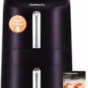 12QT Large Double Air Fryer, Family-Size Dual Airfryer with 2 Baskets, SyncHeat Even Heating, Stacked Compact Design, Smart Finish & Match Cook, PFAS-Free Nonstick, Dishwasher-Safe, Blackish Purple, Standard