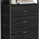 Furnulem Tall 4 Drawers Dresser, Vertical Storage Tower Black Dresser for Bedroom, Hallway, Entryway, Nursery, Closet Organizer, Nightstand Bedside Table Furniture, Sturdy Steel Frame, Wood Top