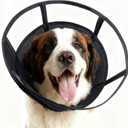 Extra Large Soft Dog Cone, 37cm / 14.5" Long Stop Licking Deep Pet Recovery Collar After Surgery, Clear Plastic Breathable Elizabethan Head Neck Circle, Adjustable Comfortable Cones (XXL Black) (Black, XXL)