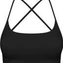 Womens Backless Padded Sports Bra Low Impact for Yoga Pilates Stretching Lightweight Workout Crop Top with Removable Cups (Black)