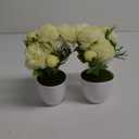 Artificial Flowers Fake Ranunculus in Pot, 2 Packs Small Faux Silk Flowers for Home Decor Indoor, Realistic Flower Centerpieces for Tables (White)