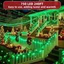 240ft Outdoor Christmas Lights, 750 LED Super Long String Lights 12 Modes & Timer Memory, Dimmable Outsite Waterproof Light Strings for Xmas Tree Garden Wedding Party Holiday Decorations Green