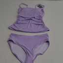 Eomenie Women's Swimsuit Tankini Tummy Control Bathing Suits Two Piece Full Coverage Slim Swim Suits with High Waisted Bottom (Medium, Light Purple-ribbed)