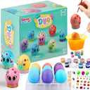 Klever Kits 47 Pcs Easter Egg Dye Decorating Kit Gift with Painting Crafts, Stickers for Kids Boys Girls Easter Creativity Activity, Party Decor, Party Favor