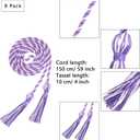 Trounistro 8 Pieces Graduation Cords Yarn Honor Cords with Tassel for College Graduation Students (White with Purple)