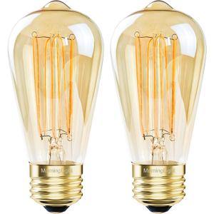 2 Pack E26 Vintage LED Edison Bulbs 60W Equivalent, Dimmable Vintage Light Bulbs Amber Warm 2200K, ST58 Antique Decorative 6W LED Bulbs for Farmhouse Pendant, Modern Ceiling Fixtures, 400LM, CRI90+
