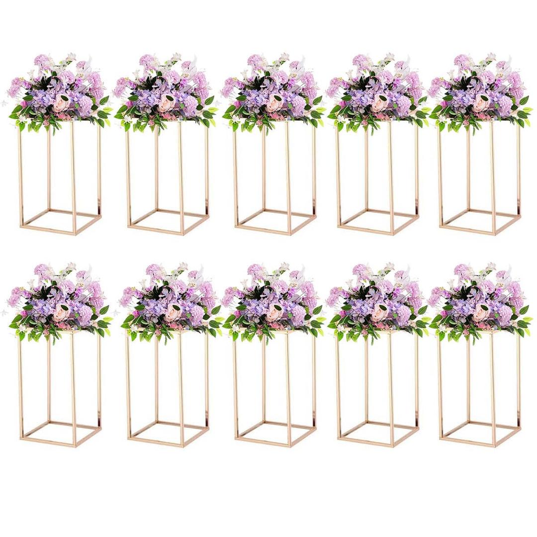 Fullvaseer 31.5inch Wedding Centerpieces for Tables,5pcs Gold Centerpieces,Tall Column Geometric Floral Vase for Birthday Party Event Table Decoration