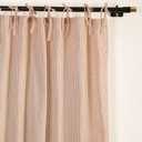 Gauze Striped Curtains, Boho Linen Gauze Tie Top Hanging Curtains Light Filtering Door Window Treatment 2 Panel Curtain Drapes for Living Room Home Dcor Maroon on Beige (72"x42" Each Panel)