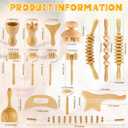16-in-1 Wood Therapy Massage Tools Set Maderoterapia Kit Therapy Tools for Body Sculpting Muscle Pain Relief Lymphatic Drainage Women Face Wood Roller Fascia Massage