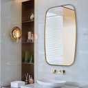 ANDY STAR 24x40 Gold Bathroom Mirror, Oblong Brass Mirror with Stainless Steel Metal Frame, Brushed Gold Oval Vanity Mirror for Over Sink, Modern Anti Rust Wall Mounted