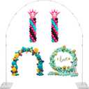 Balloon Arch Stand, 7.5ft Large Round Backdrop Frame, Adjustable Half Circle Arch, 2 set Reusable Metal Ballon Column Kit with Base 3IN1 for Birthday, Wedding, Graduation, Shower Party