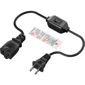 On Off Switch Extension Cord [2-Feet], 2-Prong Polarized Extension Cord with Switch 12A/125V for Your Chargers/Lamp/Power Adapters etc, 16AWG Cord