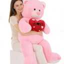 MaoGoLan 51inch Big Pink Teddy Bear Valentines Gifts for Girls Women - Pink Stuffed Bear Cute Plush Toy with Red Heart, Soft Cuddly Stuffed Animal for Girlfriend Wife Daughter, 50 Inch