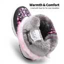 DREAM PAIRS Girls Snow Boots Warm Cozy Anti-Slip Lightweight Mid Calf Faux Fur Lining Winter Shoes for Little/Big Kids (Black/Pink)