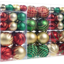 100Pcs Christmas Ball Ornaments Set, Assorted Shatterproof Christmas Ornament, Christmas Tree Theme Hanging Decoration for Xmas Tree/Holiday/Party/Home Decor (Gold & Red & Green)