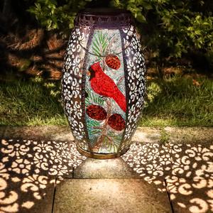 Larekook Cardinal Solar Lantern Outdoor Waterproof,13" Large Metal Hanging Christmas Decorative Lantern,Cardinals Solar Lights for Outside Yard Lawn Patio Garden Decor,Cardinal Gifts for Women Mom