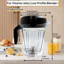 For Vitamix 64oz Low-Profile Blender Pitcher, Replacement for Vitamix 750 780 5000 5200 6300 7500 E320 Classic/Explorian Series etc Container Jar Cup