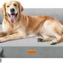 CWAWZ XL Orthopedic Dog Bed, Extra Large Dog Bed, Dual-Sided Pet Cooling Beds with Memory Foam Washable Cover Nonslip Bottom, Waterproof XLarge Pet Couch Beds with Bolsters, Light Grey