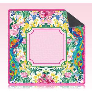 Seenelling Mahjong Mat Non-Slip Neoprene Mat 31.5", Tropical Peacock