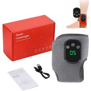 Rechargeable Ankle & Foot Massager with Adjustable Heat Therapy  5-Temp Infrared, 3-Level Vibration for Pain Relief & Relaxation (Gray)