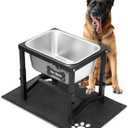2.8 Gallon Elevated Large Dog Water Bowl, 4 Adjustable Height 10.5-15.8'' Raised Stainless Steel Bowl Stand with Anti-Slip Mat for Large Breed, Metal Dog Feeding Station for Relief Joint Pressure