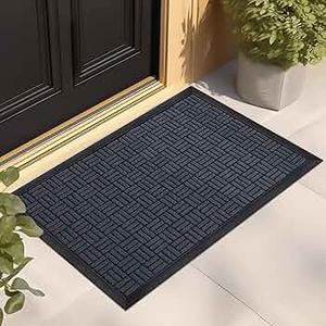 Mibao Front Door Mat, Heavy Duty Durable Welcome Mat for Outdoor Indoor, Dirt Trapper Waterproof Super Absorbent Door Mat for Entryway Outside Patio Porch, 48" x 24", Navy