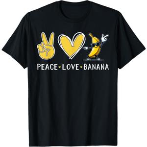 Funny Love Bananas Shirt Cute Banana Gifts Peace Love Banana T-Shirt. size M
