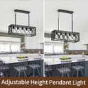 KEESFU Black Farmhouse Kitchen Island Lighting, 5 Lights Pendant Lighting Fixtures, Adjustable Height, Industrial Dining Room Light for Living Room Foyer Dining Table Over Sink
