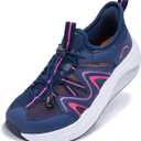 Artlea Wide Toe Box Shoes Women Walking Shoes Arch Support Plantar Fasciitis Orthotic Sneakers Slip On Running Tennis Shoes Size 7.5 RoseBlueRed