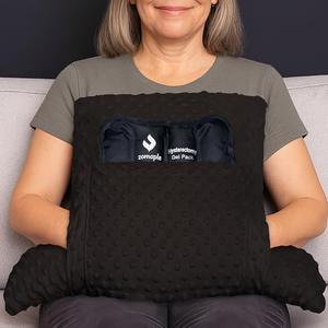 Zomaple Hysterectomy Pillow Post Surgery + Gel Pack, Black – Full Abdomen Coverage for Restful Trips – Relieves Pressure & Comes with Removable Cover – Hysterectomy Recovery Must Haves