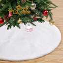 White Tree Skirt 48 Inch Large Faux Fur Tree Skirts Plush Holiday Christmas Tree Decorations for Xmas Ornaments Winter Indoor Party Decor