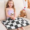 yescool Black Checkered Weighted Lap Pad 2 Pounds Cooling Weighted Lap Blanket, Plaid Small Weighted Blanket, Weighted Throw Blankets Gifts for Travel Indoor Outdoor, 20"x30"