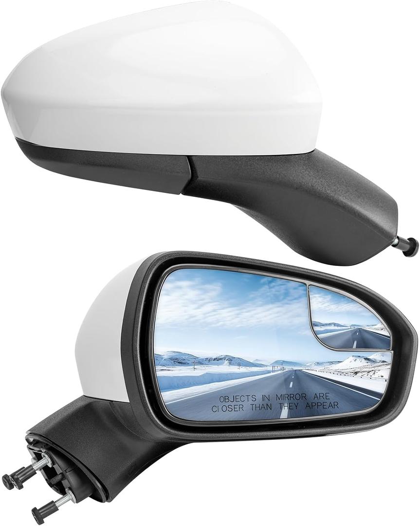 Right Passenger Side Rear View Mirror Replacement for Ford Fusion 2016 2017 2018 2019 2020 2021 2022- Rearview Mirrors with 3Pins, Electric Adjustment, white