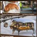 Heated Cat House for Outside,Extremely Weatherproof&Insulated in Winter,Elevated Outdoor Cat Shelter with Waterproof Eaves&Escape Door for Feral Stray Barn Cats(Leaves,S)