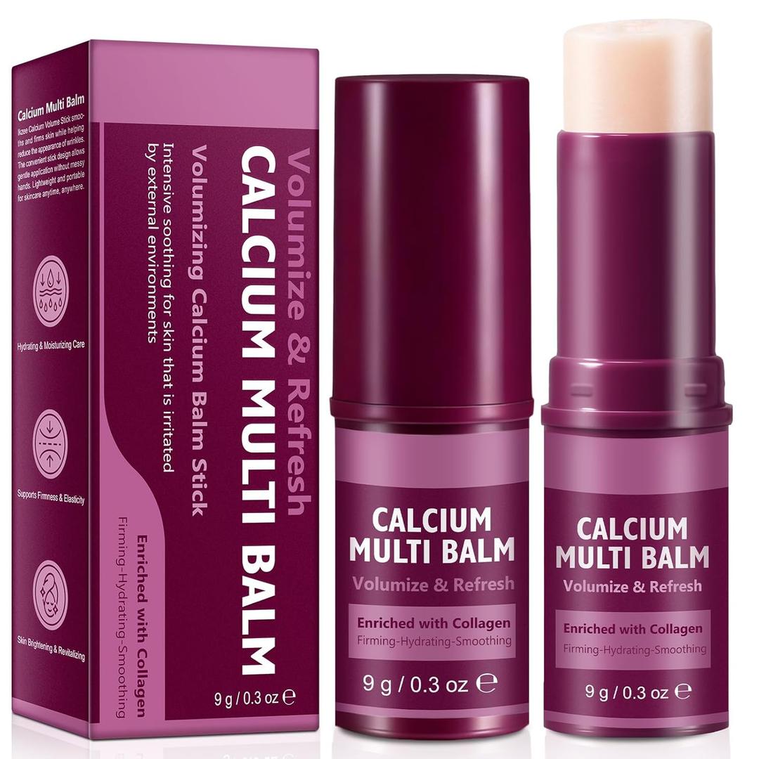 Calcium Multi Balm Stick 2pcs, Calcium Volume Multi Balm, Anti-Aging Korean Collagen Cream for Hydrating & Moisturizing, Firming & Lifting Skin of Face, Neck & Eyes