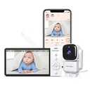 Anicebb Smart Baby Monitor with App and 5" Display, Dual Mode (WiFi & No WiFi FHSS), 1080P HD Video, 360° PanTiltZoom with Motion Tracking, 36H Battery, Cry & Temp Alerts, White Noise, Night Vision
