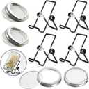 Sprouting Jar Lid (32oz Glass Jars) with 4 Pack Stainless Steel Sprouting Stands for Wide and Wide Mouth Mason Jar for Growing Organic Sprouts, Stainless Steel, 4 Pack