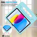 ProCase Kids Case for iPad A16 11th Generation 2025/iPad 10th Generation 2022 with Pencil Holder, iPad 11/10 Case Shockproof Lightweight Cover with Stand Convertible Handle for Children -Aqua