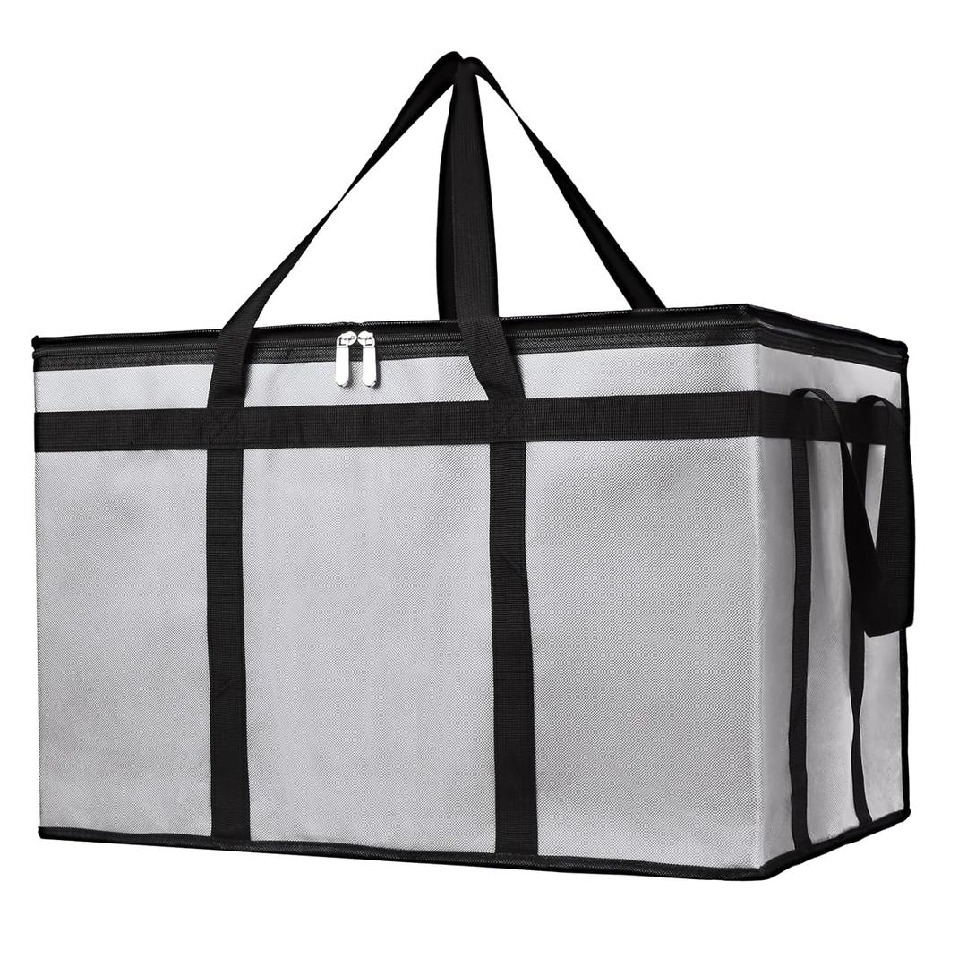 Bodaon Insulated Bags for Delivery, XXX-Large Pizza Delivery Bag, Doordash Catering Bag, Food Warmer Hot Bag, Uber Eats Driver Essentials, Gray, 1-Pack (Grey)