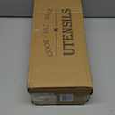 Suli Extra Large Kitchen Utensils Holder with 4 Compartments, Wooden Utensil Organizer for Kitchen Countertop, Farmhouse Decor, Rustic Cooking Utensil - White grain