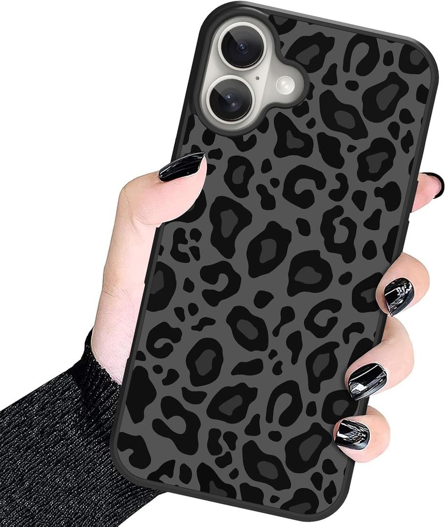 3 x KANGHAR Case Compatible with iPhone 16 Pro,Black Leopard Design,Tire Texture Non-Slip +Shockproof Rugged TPU Protective Case for iPhone 16 Pro 6.3 Inch