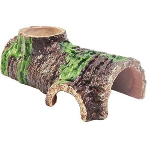Medium Realistic Resin Hollow Log Reptile Hide Natural Looking Design with Exterior Feeding Ledge for Bearded Dragons Geckos and Exotic Pets