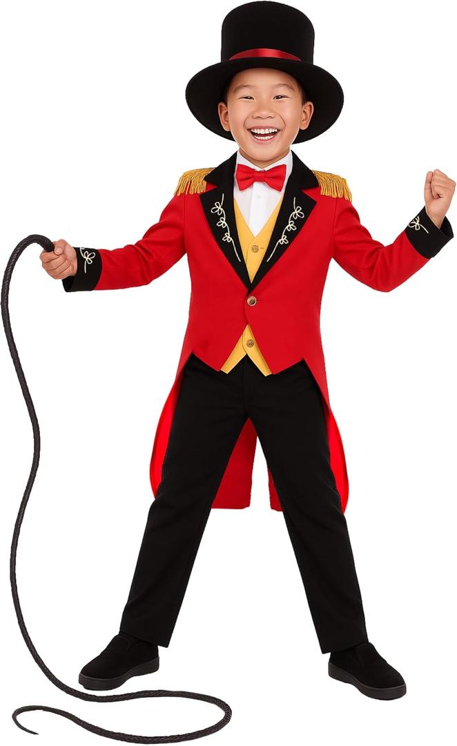 fun shack Ringmaster Costume Kids, Circus Ring Master Costume Boys, Boys Halloween Costumes, Halloween Costumes for Kids (Medium)