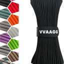 VVAAGG 1000lb Black Paracord Rope 100FT Utility Nylon Heavy Duty 12 Strand Parachute Cord for Camping, Tent, Clothsline, Outdoor Hiking, Fishing, Survival Braceletand, Marine Weatherproof Rope (100FT)