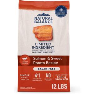 Natural Balance Limited Ingredient, Dog Food, Salmon & Sweet Potato, 12 lb (EXP 05/05/27)