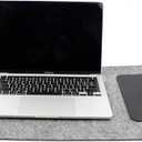 Extended Desk Mat  Large Felt & Leather Desk Protector with Pen Holder, Cable Organizer, and Smooth Mouse Area for Office Use