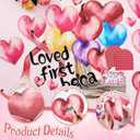 74 Pcs Valentines Christian Bulletin Board Decoration, We Love Because He First Loved US 1 John 4:19 Bible Verse with Pink Heart Cross Cutouts Honeycombs for Sunday School Church Classroom